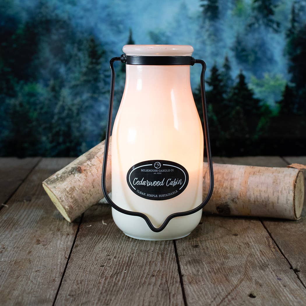 14 oz Milkbottle Candle: Cedarwood Cabin - Image 2