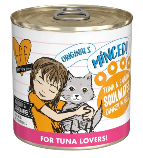 Weruva BFF Minced Soulmates Tuna & Salmon Dinner in Gelée Canned Cat Food, 10oz