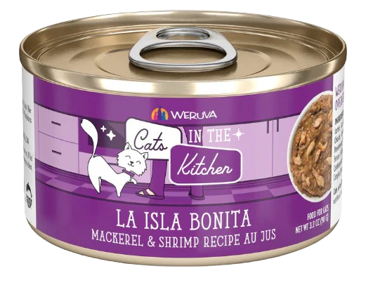 Cats in the Kitchen La Isla Bonita Mackerel and Shrimp Recipe Au Jus Canned Cat Food, 3.2oz