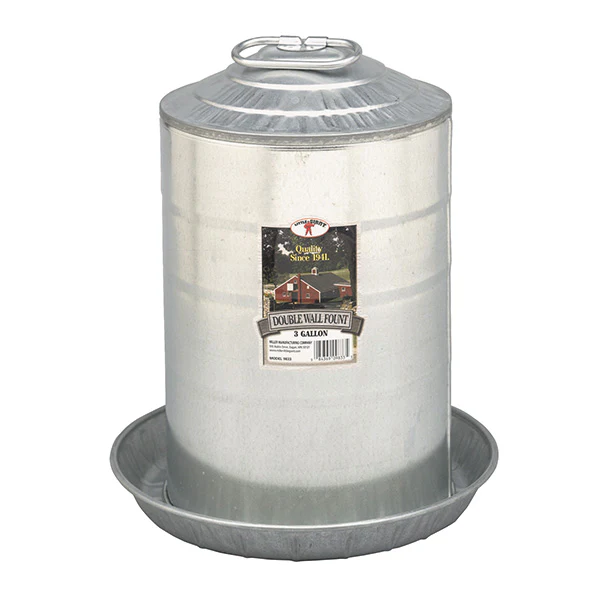 Double Wall Galvanized Poultry Fountain - 3 sizes available - Image 2