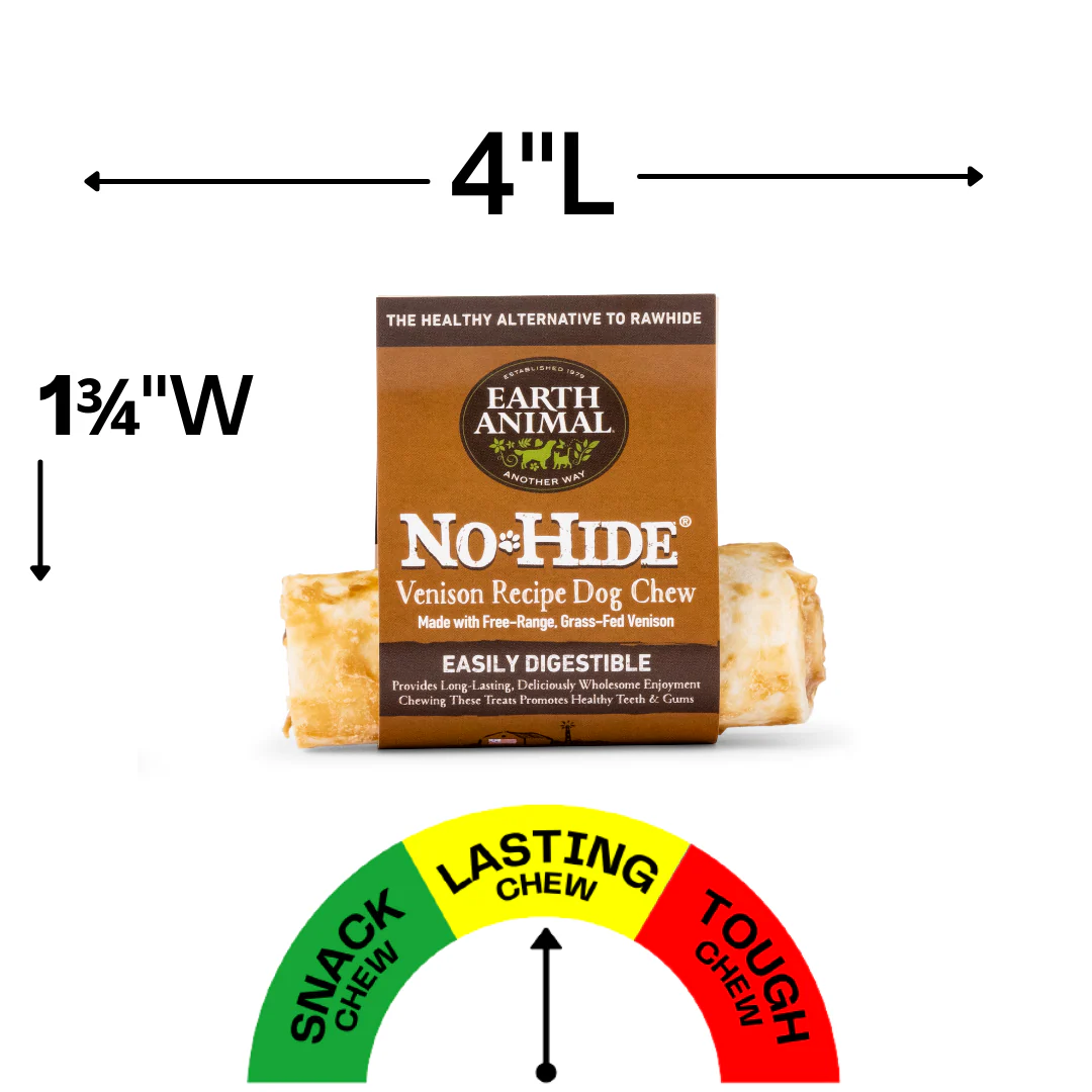 Earth Animal Venison No-Hide® Wholesome Dog Chews- Small, 4" - Image 2