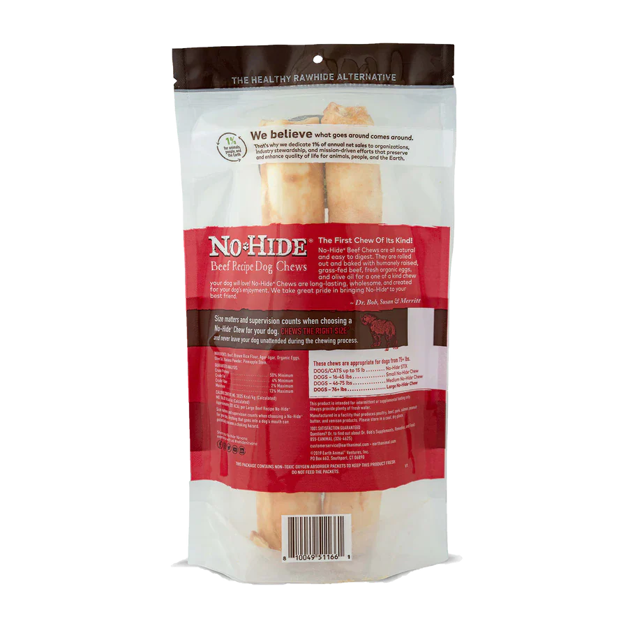 Earth Animal Beef No-Hide Wholesome Dog Chew 11" (2 pack) - Image 2