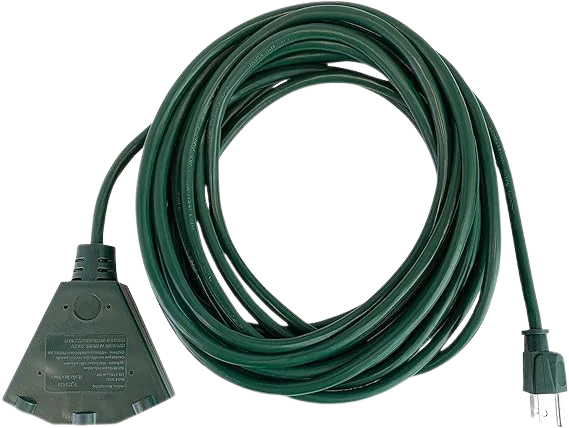 25' Stanley Green 3-prong Outdoor Power Cord With 3-outlet Block