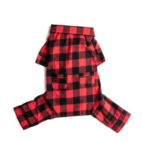 Fabdog Flannel Dog Pajamas, Buffalo Check