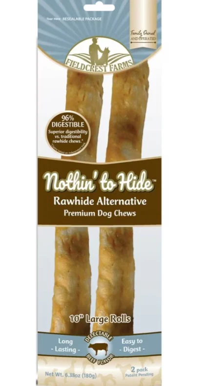 Fieldcrest Farms Nothin' To Hide 10" Beef Rolls Dog Chews, 2pk