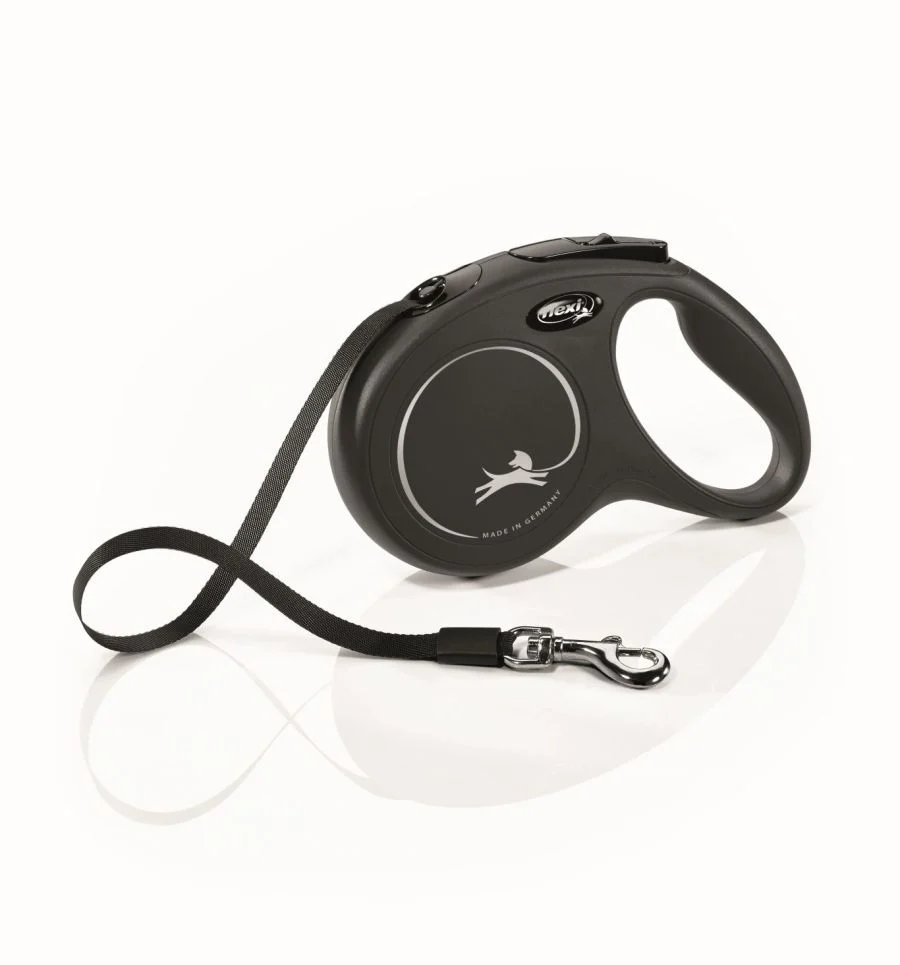 Flexi Classic Nylon Cord Dog Leash Black, 16 ft, Medium, Up To 55 lb