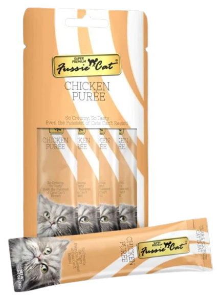 Fussie Cat Purée Cat Treat, Chicken, 4 pack