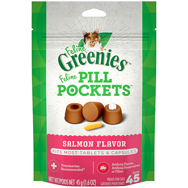 Greenies Pill Pockets Feline Treats Salmon 1.6Oz