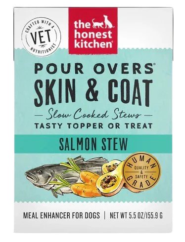 The Honest Kitchen Functional Pour Overs: Skin & Coat - Salmon Stew Dog Food Box, 5.5oz