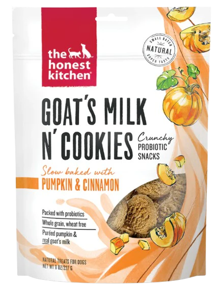 The Honest Kitchen Pumpkin & Cinnamon Goat's Milk N' Cookies Dog Treats, 8oz