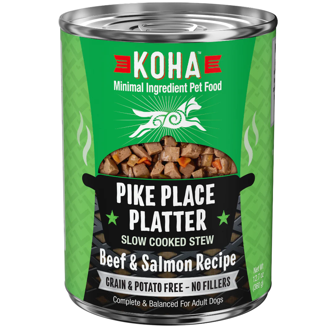 KOHA Pike Place Platter Slow Cooked Stew Beef & Salmon Recipe Canned Dog Food
