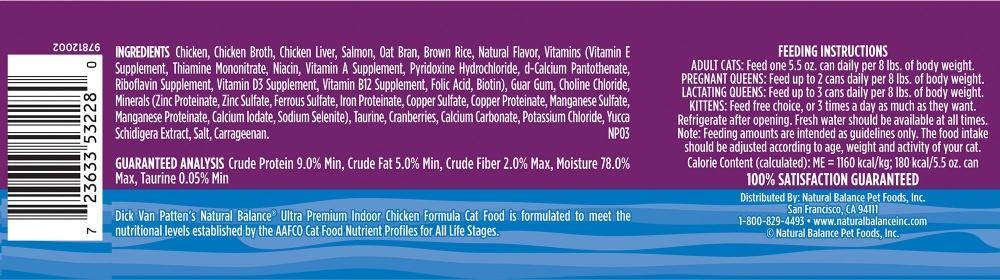 Natural Balance Indoor Chicken Formula Canned Cat Food - Image 2