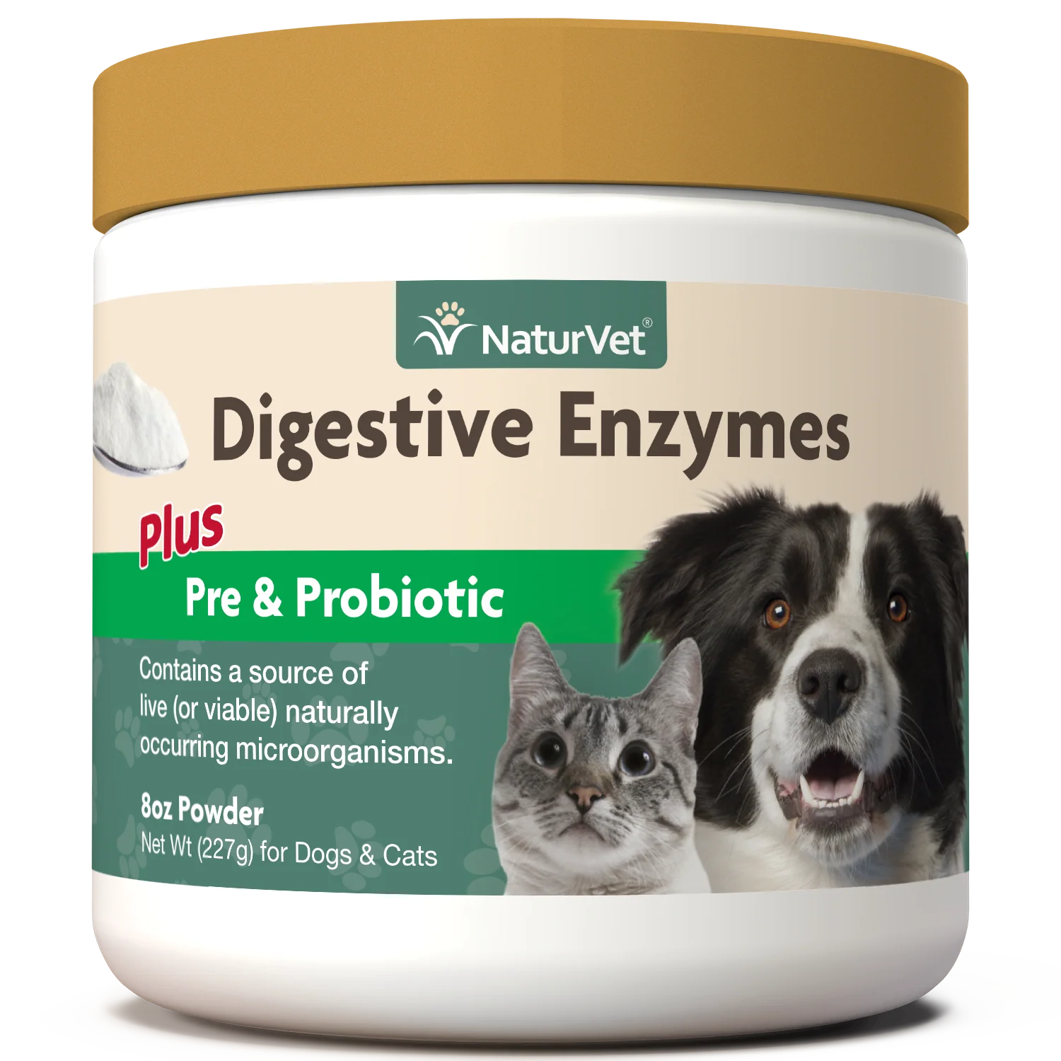 Naturvet Digestive Enzymes Powder with Prebiotics & Probiotics for Dogs & Cats