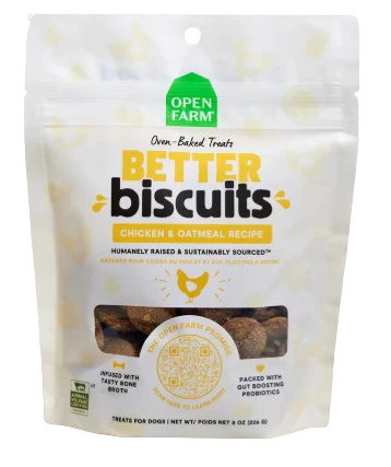 Open Farm Better Biscuits Chicken & Oatmeal Dog Treats, 8oz