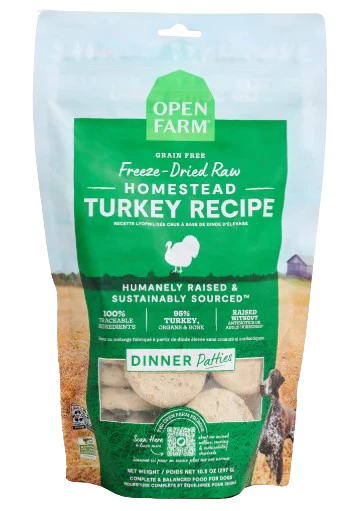 Open Farm Homestead Turkey Freeze Dried Raw Patties for Dogs, 17.5oz