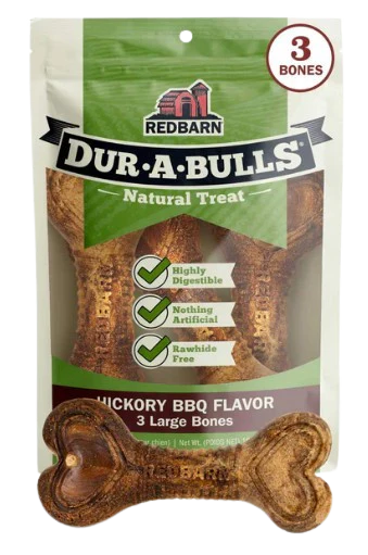 Redbarn Dur-A-Bulls Bone, Hickory BBQ Flavor, Large 3pk