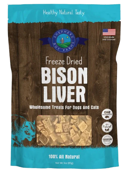 Shepherd Boy Farms Bison Liver Raw Freeze-Dried Treats for Dogs & Cats, 8oz