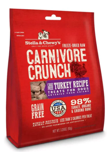 Stella & Chewy's Carnivore Crunch Grain Free Turkey Recipe Freeze Dried Raw Dog Treats