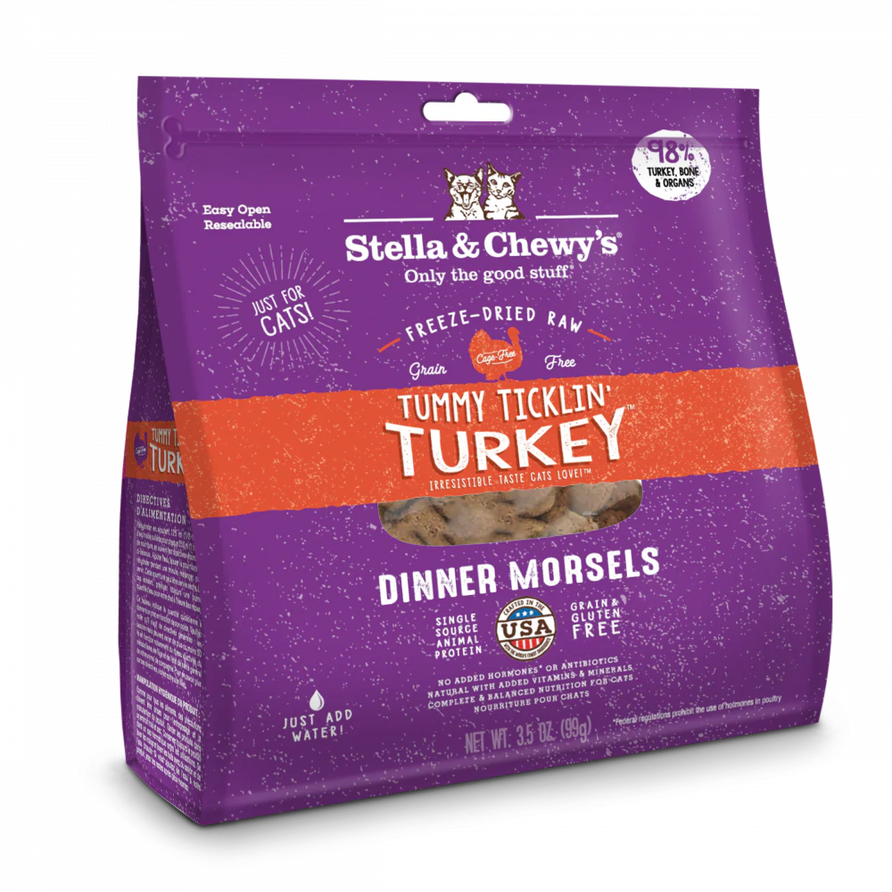 Stella & Chewy's Tummy Ticklin' Turkey Dinner Morsels Grain Free Freeze Dried Raw Cat Food - Image 3