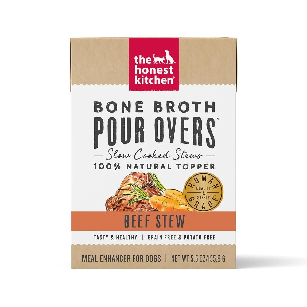 The Honest Kitchen Bone Broth Pour Overs Beef Stew Recipe Food Topper for Dogs